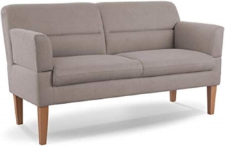 CAVADORE 2,5-Sitzer Küchensofa Kira / Sitzbank für Küche, Esszimmer oder Wohnküche inkl. Armteilverstellung / Leichte Fleckenentfernung dank Soft Clean / 168 x 94 x 81 / Flachgewebe: Hellgrau