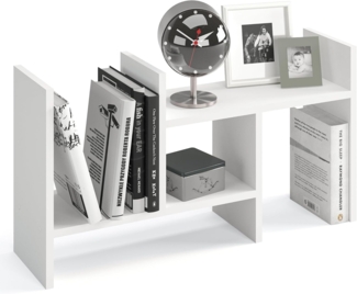 KOMTO Bücherregal Shelf K Tischregal Schreibtisch Aufsatzregal Desktop Regal Klein, Küchenregal Stehend für Arbeitsplatte 51-97 х 20 х 40 cm