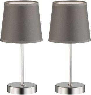 2er Set Tischleuchte, Textil grau, nickel matt, H 32 cm