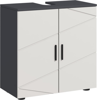 Kleankin Waschbeckenunterschrank mit Verstellbarer Ablage, Waschtischunterschrank mit Griff, (Unterschrank, 1-St, Badunterschrank) mit Kippschutz, Grau, 60 x 30 x 60 cm