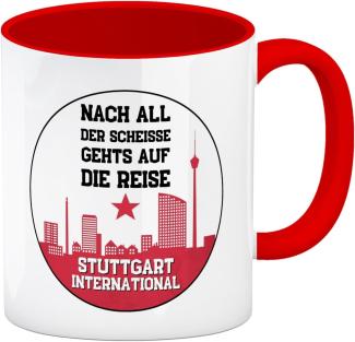 speecheese Tasse Stuttgart Europapokal Kaffeebecher in rot mit Spruch International