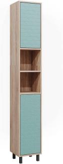 Vicco Hochschrank für Badezimmer Agasta 30cm schmal sonoma, Badschrank 3D Optik