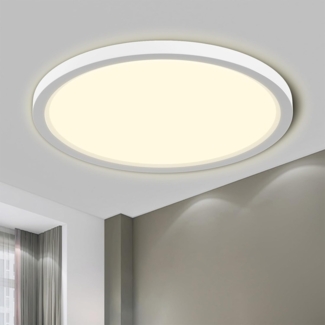 LQWELL® Deckenleuchte LED Deckenlampe, 1,6CM Ultradünn Rund Flach IP44 Wasserfest Badlampe 24W 4000K 2500LM Modern für Wohnzimmer Badezimmer Schlafzimmer Küche Balkon Keller Büro, 300 * 16mm