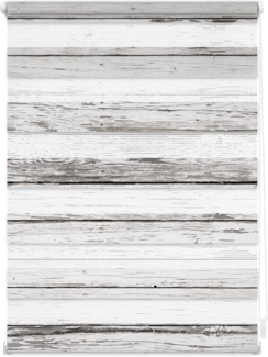 Lichtblick Sonnenschutzsysteme GmbH Doppelrollo mit Motiv Bretter Vintage Weiß 90 cm x 150 cm (BxL) Holz Grau. 304 verschiedene Motive; Klemm- und schraubbar; Lichtdurchlässig und blickdicht