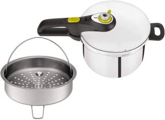 Tefal 'Secure 5 neo' Schnellkochtopf Induktion mit Garkorb, Edelstahl, 6L, absperrbar