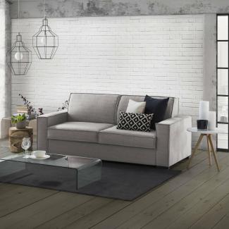 Talamo Italia - Festes Sofa Sole, Großes 2-Sitzer-Sofa, 100% Made in Italy, Wohnzimmersofa aus Stoff, mit schmalen Armlehnen, Cm 180x95h90, Grau