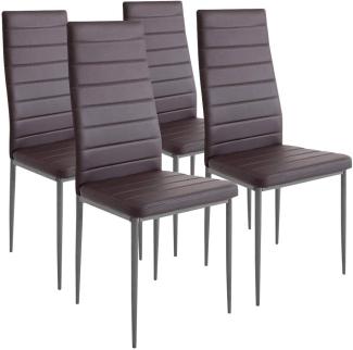 Bakaji Set 4 Stühle Moderne Esszimmer Wohnzimmer Küche Sitz gepolstert Kunstleder braun Brown 4 x Stühle in Promo Gestell und Bezug in Kunstleder Braun