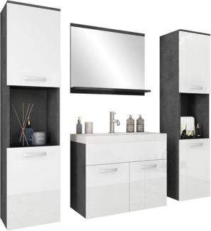 Badmöbel-Set Pasitea XL (Matera / Weiß Hochglanz, mit Siphon)