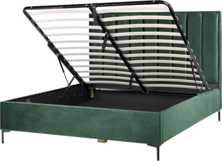 Bett mit Stauraum SEZANNE 180 x 200 cm Samtstoff Dunkelgrün