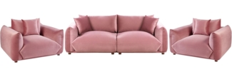 Sofa Set 5-Sitzer LUVOS Samtstoff Rosa