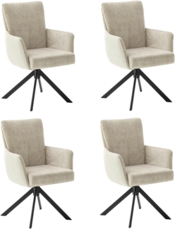 MCA furniture Polsterstuhl ROSARIO, 4er Set, Creme, Schwarz, Cord, Velours, (4 St), Metall, 360 Grad drehbar mit Rückholfunktion, Federkernpolsterung