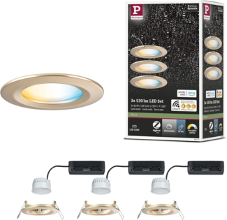 Paulmann 92445 LED Einbauleuchte Nova Coin 3er-Set Zigbee Tunable White Gold matt IP44