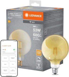 LEDVANCE Wifi SMART+ Globe125 LED Lampe dimmbar (ex 53W) 6W / 2400K Warmweiß E27