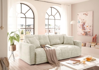 Schlafsofa Bullet von ED Exciting Design – Komfortables Mikrofaser-Sofa mit Nosagfederung Farbe Ivory, Bettkasten und Liftbeschlag