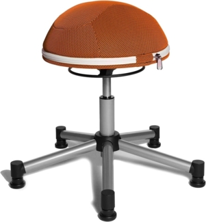 Topstar Sitness Half Ball, Fitness-Hocker, Arbeitshocker, Rollhocker, Dreidimensional bewegliche Sitzfläche, Stoffbezug, orange