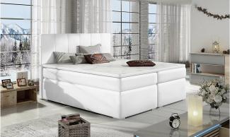 Stylefy Jupiter Boxspringbett Weiß Kunstleder MADRYT 180x200 cm