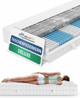 AM Qualitätsmatratzen 3D Deluxe 7-Zonen Taschenfederkernmatratze 160x200 H2 - Orthopädische Matratze 24 cm hoch - Tonnentaschenfederkernmatratze 160x200 - Made in Germany