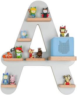 MR TEDDY BEAR Kinderregal Buchstabe A | Holzregal für Toniebox und Tonies | Tonie-Regal hergestellt in der EU | Wandregal zum Spielen und Sammeln | Für Mädchen und Jungen | im A Design in Grau