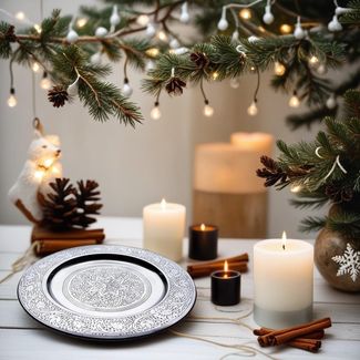 Marrakesch Orient & Mediterran Interior Tablett Orientalisches rundes Tablett aus Metall Sidra 30cm, Handarbeit