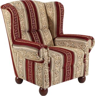 Monarch Ohrenbackensessel Chenille Rot Buche Nussbaumfarben