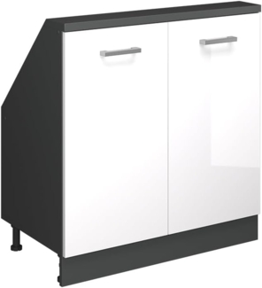 Dachschrägenschrank Rion Weiß Hochglanz/Anthrazit mit 2 Türen Vicco