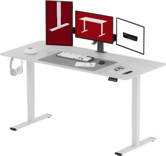 SANODESK Höhenverstellbarer Schreibtisch 160 x 60 cm Schreibtisch Höhenverstellbar Elektrisch Ergonomischer Steh-Sitz Tisch Computertisch für Heimbüro Homeoffice(weiß)