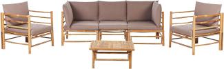 Lounge Set mit Tisch CERRETO Bambusholz Taupe