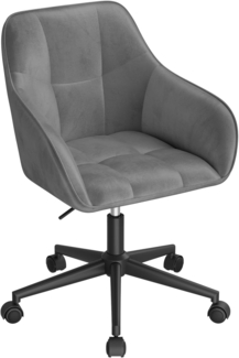 WOLTU Homeoffice Stuhl, Schreibtischstuhl, Drehstuhl, Schminkstuhl, höhenverstellbar, bis 150 kg belastbar, mit Armlehnen Samtsitz, für Schlafzimmer Büro Wohnzimmer, Dunkelgrau+Schwarz BS145dgr