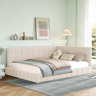 Ball & Cast Schlafsofa (140x200 cm) mit Weicher Rückenlehne, Polsterbett aus Hautfreundlichem Samtstoff, Einfach & Zeitsparend Montierbar, Beige