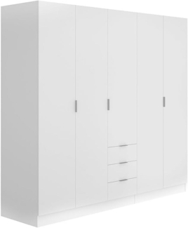 Vente-unique - Kleiderschrank mit 5 Türen & 3 Schubladen - 202 cm - Weiß - LISTOWEL