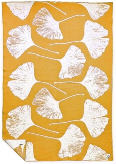 WoolOnly Wendedecke Wolldecke Plaid aus Norwegischer Wolle 130×200 cm (Ginkgo Ocker)