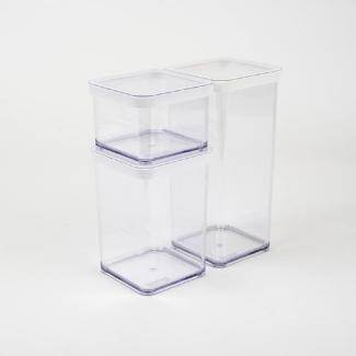 Rotho Loft 3er-Set Vorratsdosen verschiedene Größen, lebensmittelechter Kunststoff (PP) BPA-frei, transparent/weiss, (21.2 x 11.4 x 23.5 cm)