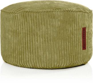 Green Bean© Indoor Sitzhocker Pouf "Cord"45x25cm EPS-Perlen Füllung & Cordstoff - Bodenkissen Liegekissen Sitzkissen Sitzhocker Relax-Sessel Grün