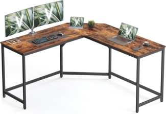Vasagle Eckschreibtisch, L-förmiger Computertisch, Bürotisch, Arbeitszimmer, Homeoffice, Gaming, platzsparend, einfache Montage, Industrie-Design, Vintagebraun-schwarz von Songmics, 75 x 149 x 149 cm