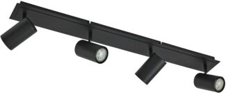 Lindby Strahler Joffrey, Modern, Stahl, Aluminium, Schwarz sand, 4 flammig, GU10, Deckenlampe