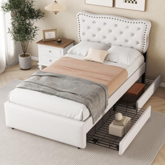REDOM Polsterbett Doppelbett Bett Stauraumbett Jugendbett gepolsteres Bettgestell (Massivholz Untergestell mit Hydraulisch anhebbarer Bettstauraum, Samt Bezug Funktionsbett mIt Staufächer 180x200 cm mit Matratze), mit weichem Kopfteil Schaum-Polsterung...