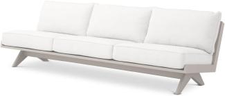 Casa Padrino Luxus Gartensofa Weiß / Sandfarben 230x88 x H. 76 cm - Wetterbeständiges Garten Terrassen Sofa - Hotel Möbel - Luxus Qualität