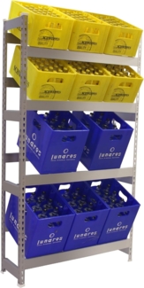 Simonrack Getränkekistenregal, 8 Kästen, Flaschenregal, Getränkekistenhalter, Kistenregal, Blau - Simonbottle