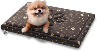 FDM PUDDY wasserdichtes Hundebett 70x100x5 cm Polyurethanschaum mit waschbarem Bezug Braun/Gold