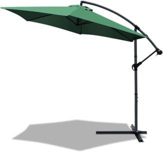 VOUNOT Ampelschirm 300 cm, Sonnenschirm mit Kurbelvorrichtung, Kurbelschirm mit Schutzhülle, Sonnenschutz UV-Schutz, Gartenschirm Marktschirm, Grün