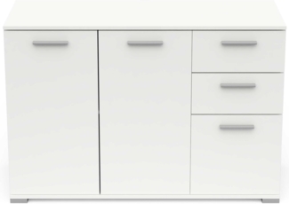 Demeyere Enfilade Buffet Wohnzimmer – 3 Türen & 2 Schubladen, Holzwerkstoff, weiß, L 119,6 x P 41,9 x H 82,4 cm