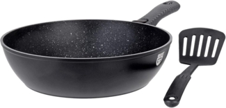 Gräwe Wokpfanne mit abnehmbarem Griff inkl. Pfannenwender, Aluminium schwarz, Ø 28 cm