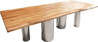 Esstisch Edge 240x100 Akazie Natur Pilier Edelstahl gebürstet Live-Edge