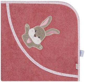 Sterntaler Kapuzenbadetuch Hase Hanni 80x80 cm – Babyhandtuch mit Kapuze aus 100% Baumwolle, saugfähig & weich – Mädchen Badetuch mit süßer Applikation – perlrosa