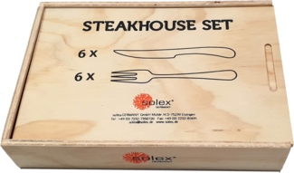 Solex Lena Besteckset Steakbesteck 12 teilig für 6 Personen inklusive Holzbox