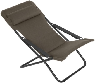 LAFUMA MOBILIER - Gepolsterte Mehrpositions-Sonnenliege TRANSABED - Robustes AirComfort Gewebe - Klappbarer Liegestuhl für Terrasse, Pool, Garten - 3 Positionen, Höchster Komfort, France - Braun Taupe