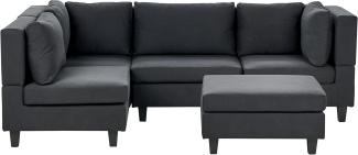 Ecksofa mit Ottomane UNSTAD Schwarz Stoff