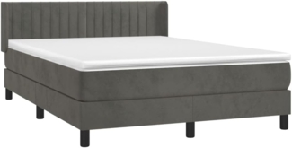 vidaXL Boxspringbett mit Matratze Dunkelgrau 140x190 cm Samt 3131076