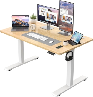 JUMMICO Höhenverstellbarer Schreibtisch KOMPLETTE TISCHPLATTE Elektrischer Schreibtisch Höhenverstellbar mit Memory-Funktion Steh-Sitz Tisch Computertisch 120x60 cm Beige