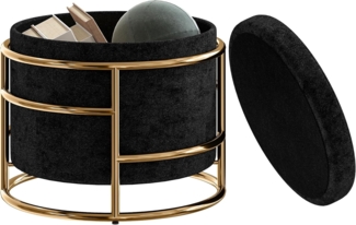 HOMCOM Sitzhocker mit Stauraum, Kleiner Hocker mit Deckel (Fußhocker, 1 St, Polsterhocker mit Stahrahmen), für Wohnzimmer Schlafzimmer, 42 x 42 x 39 cm, Schwarz